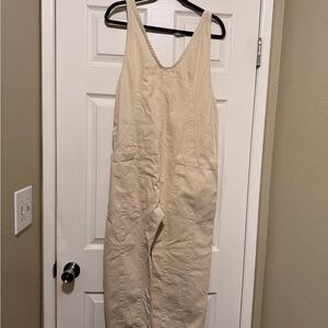 Beige free people we the free high roller jumpsuit overalls